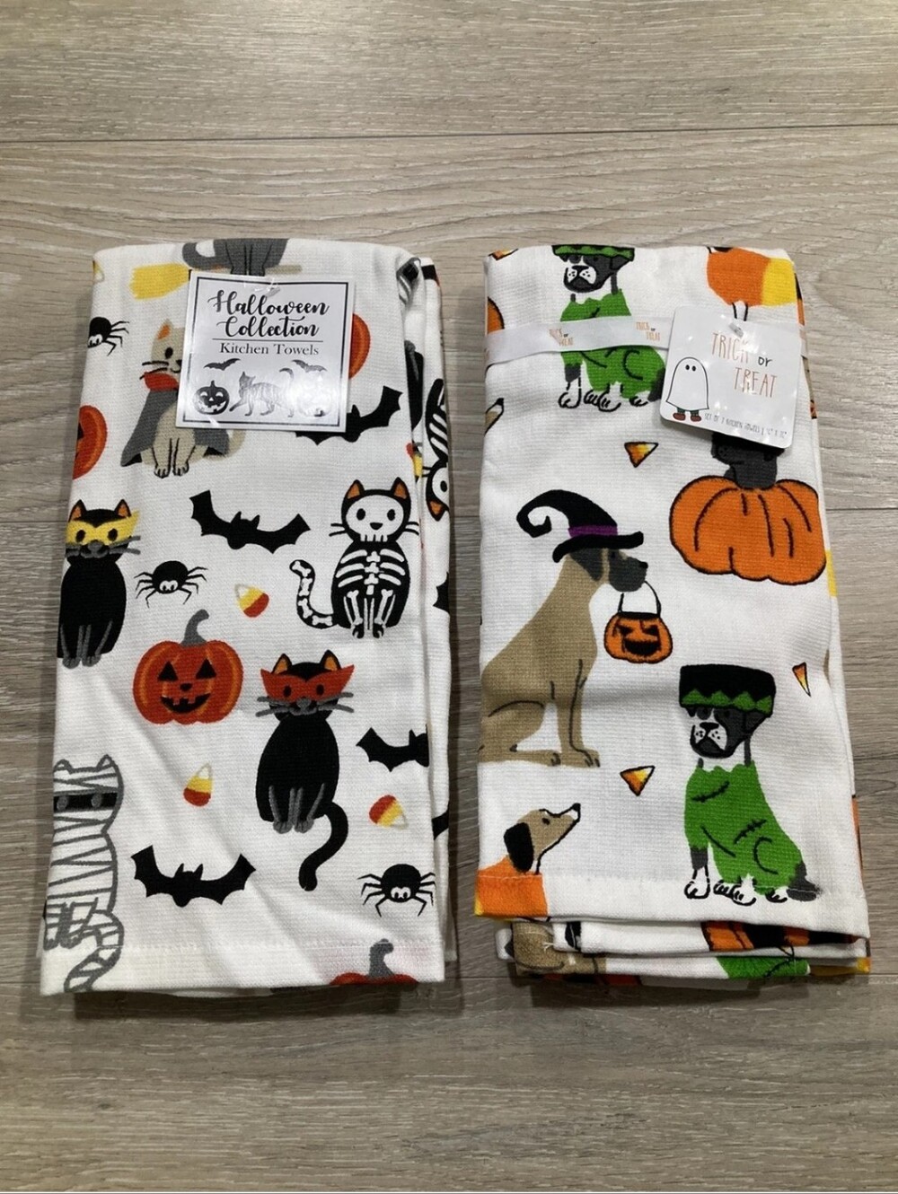 Halloween Dog Cat In Costume Kitchen Towel Lot Of 4 Dekostyle Burlington Cotton